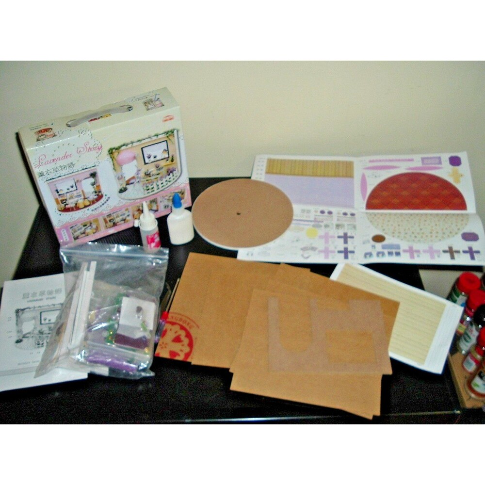 Chinese DIY Miniature Cute Room Lavender Story 1:24 Scale w/Music Box Component